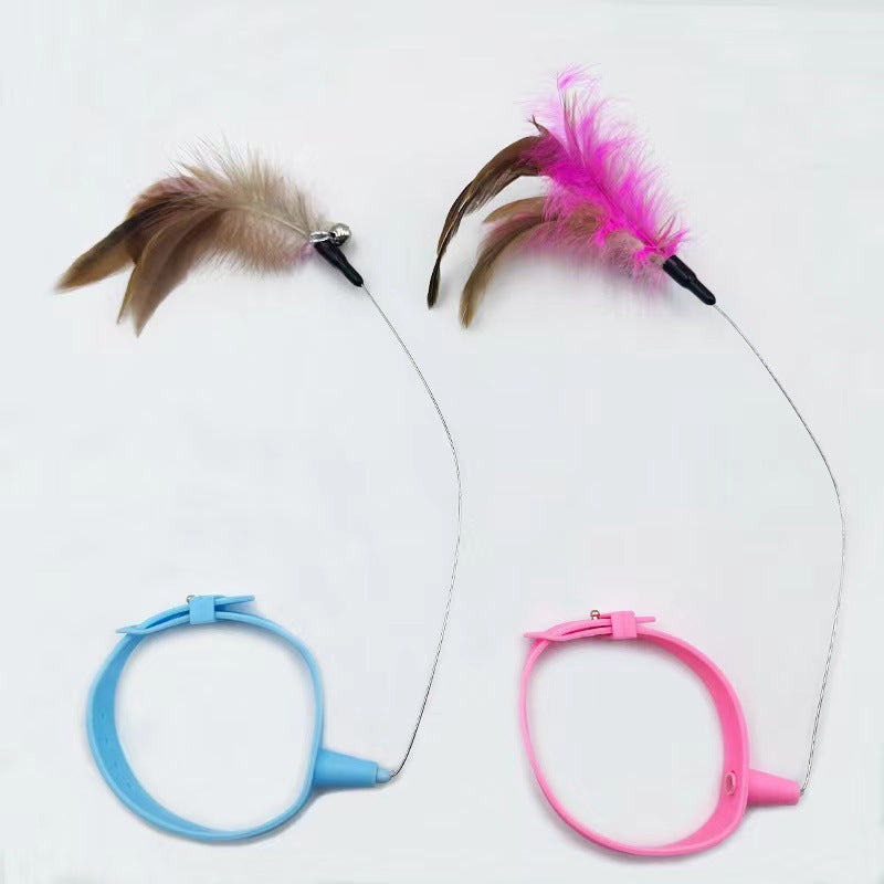 Adjustable Cat Feather Collar Toy