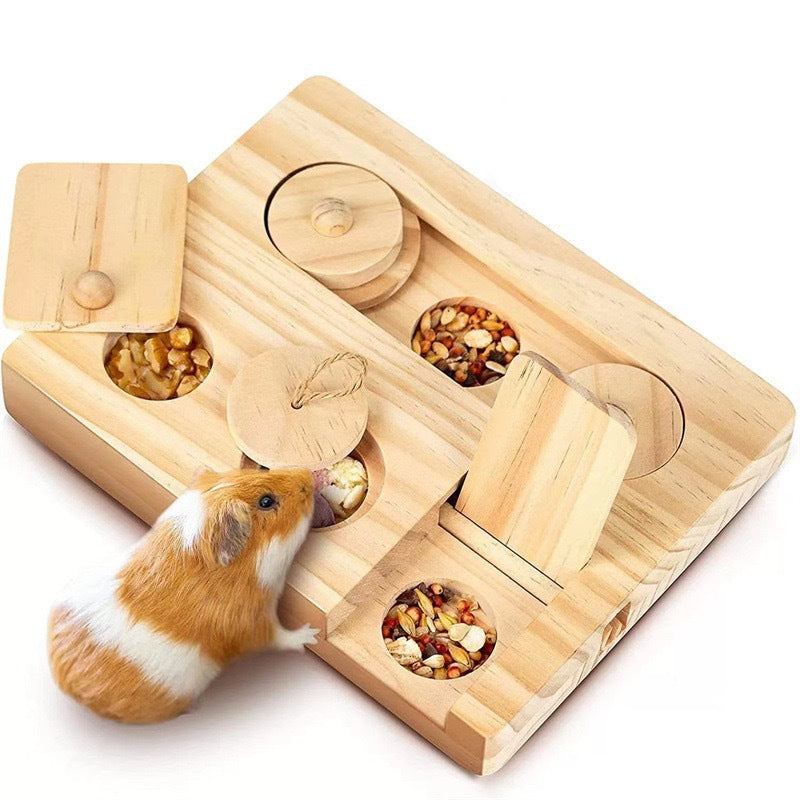 Wooden Hamster Feeding Snack Dispenser