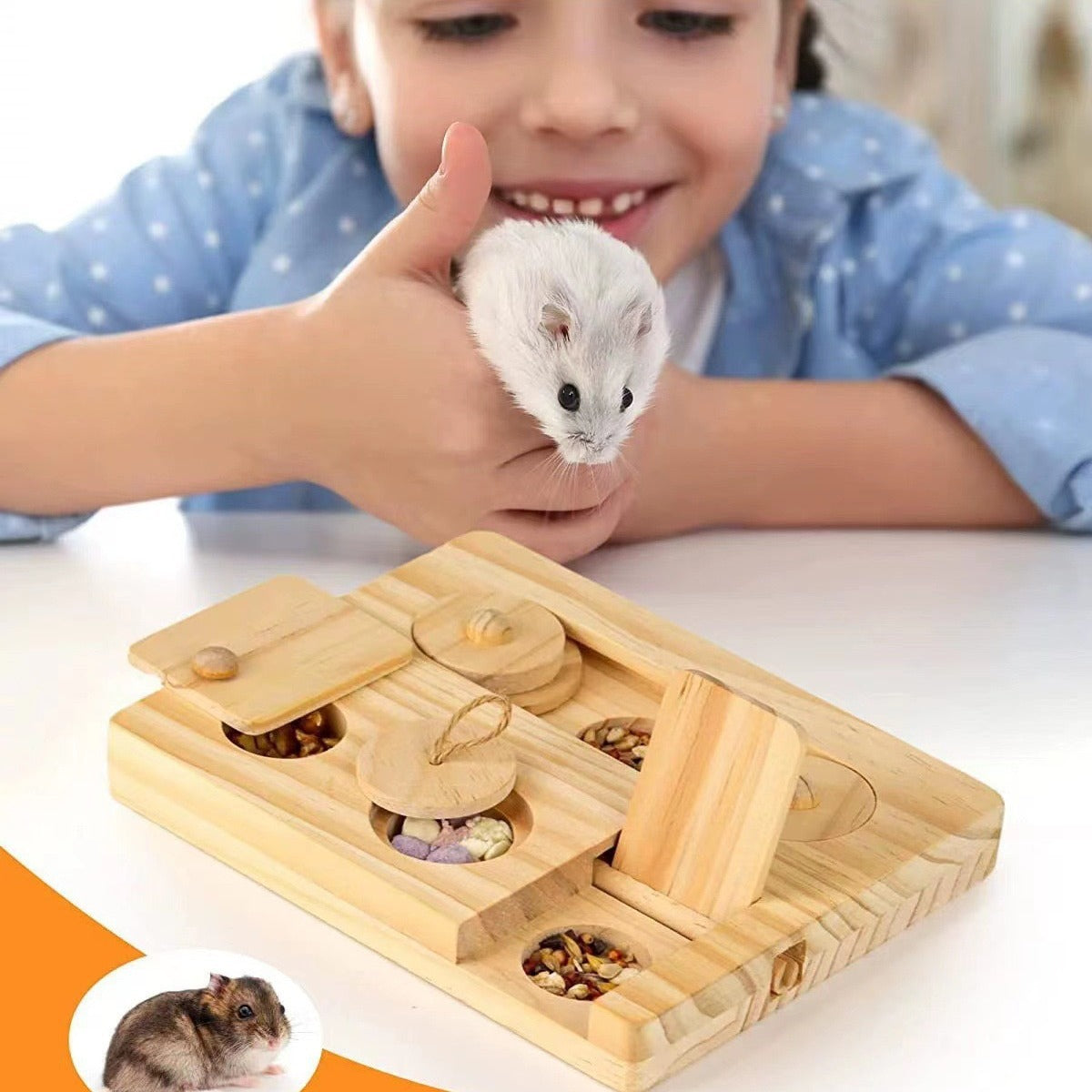 Wooden Hamster Feeding Snack Dispenser