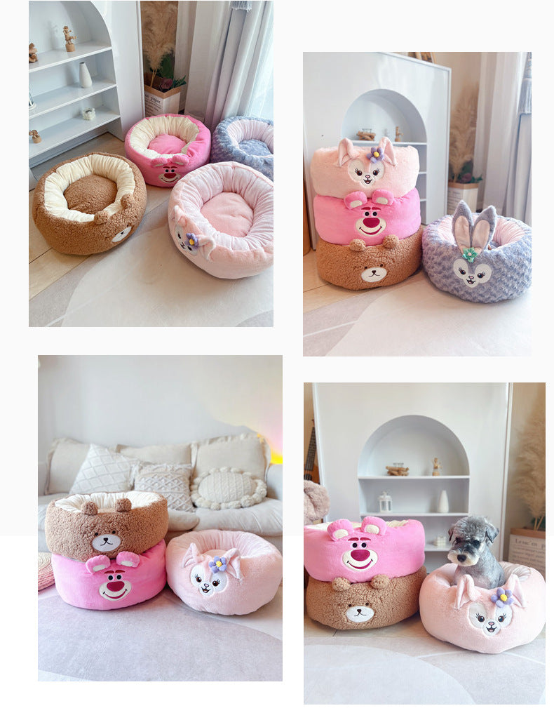 Universal Autumn And Winter Plush Pet Round Bed