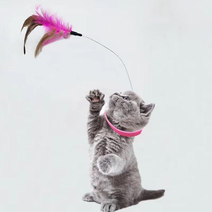 Adjustable Cat Feather Collar Toy