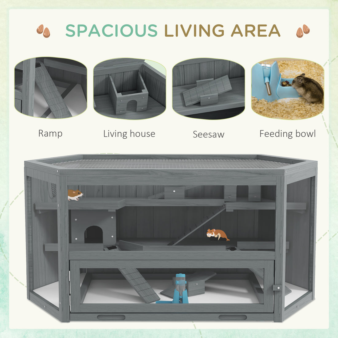 Large Hamster Cage Small Animal Exercise Play House 3 Tier with Tray