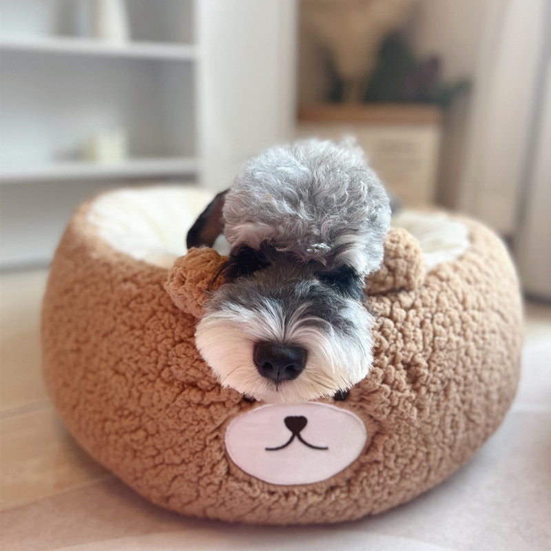 Universal Autumn And Winter Plush Pet Round Bed