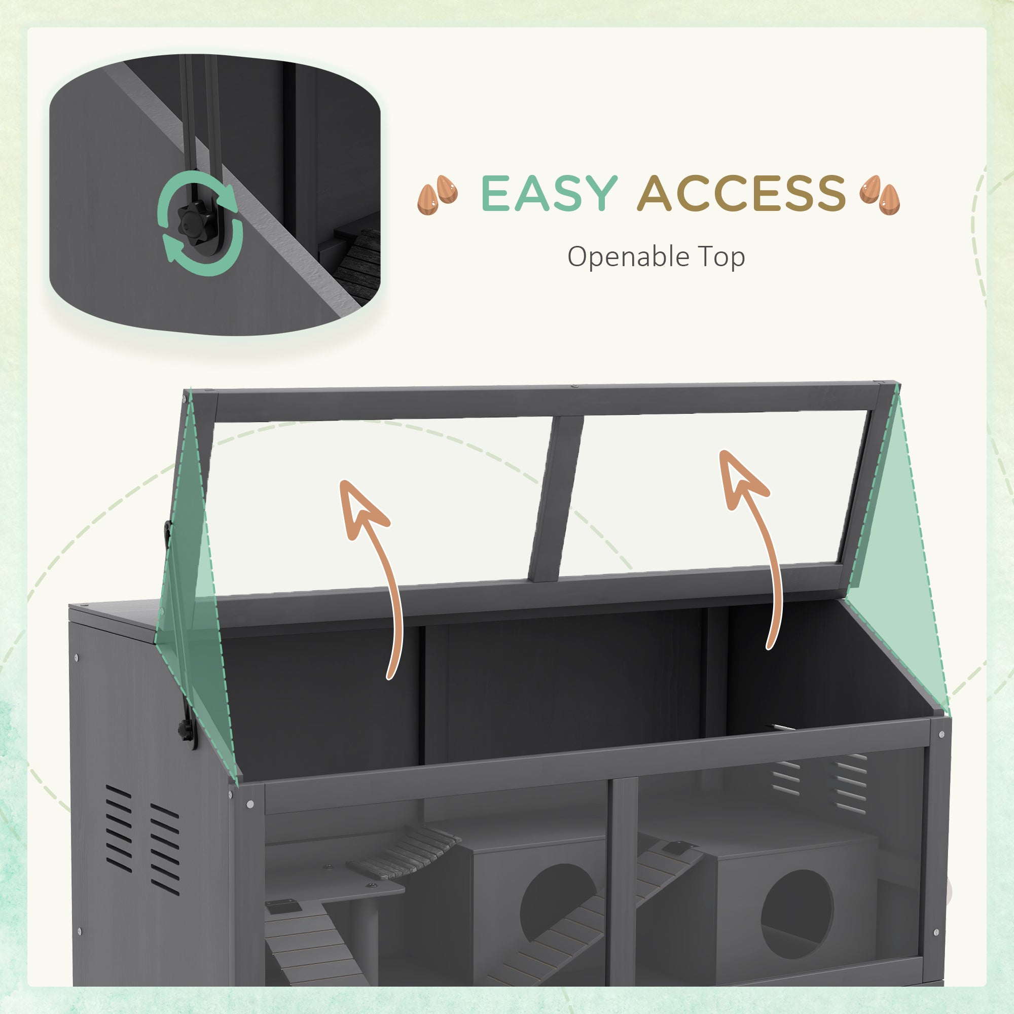Rat Cage Hamster Cage Small Animal Playhouse for Gerbils with Suspension Bridge, Ladders, Openable Top Hut