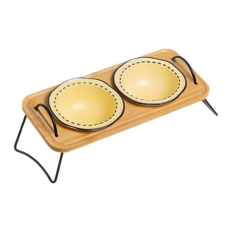 Pet Wooden Multi-functional Ceramic Rack