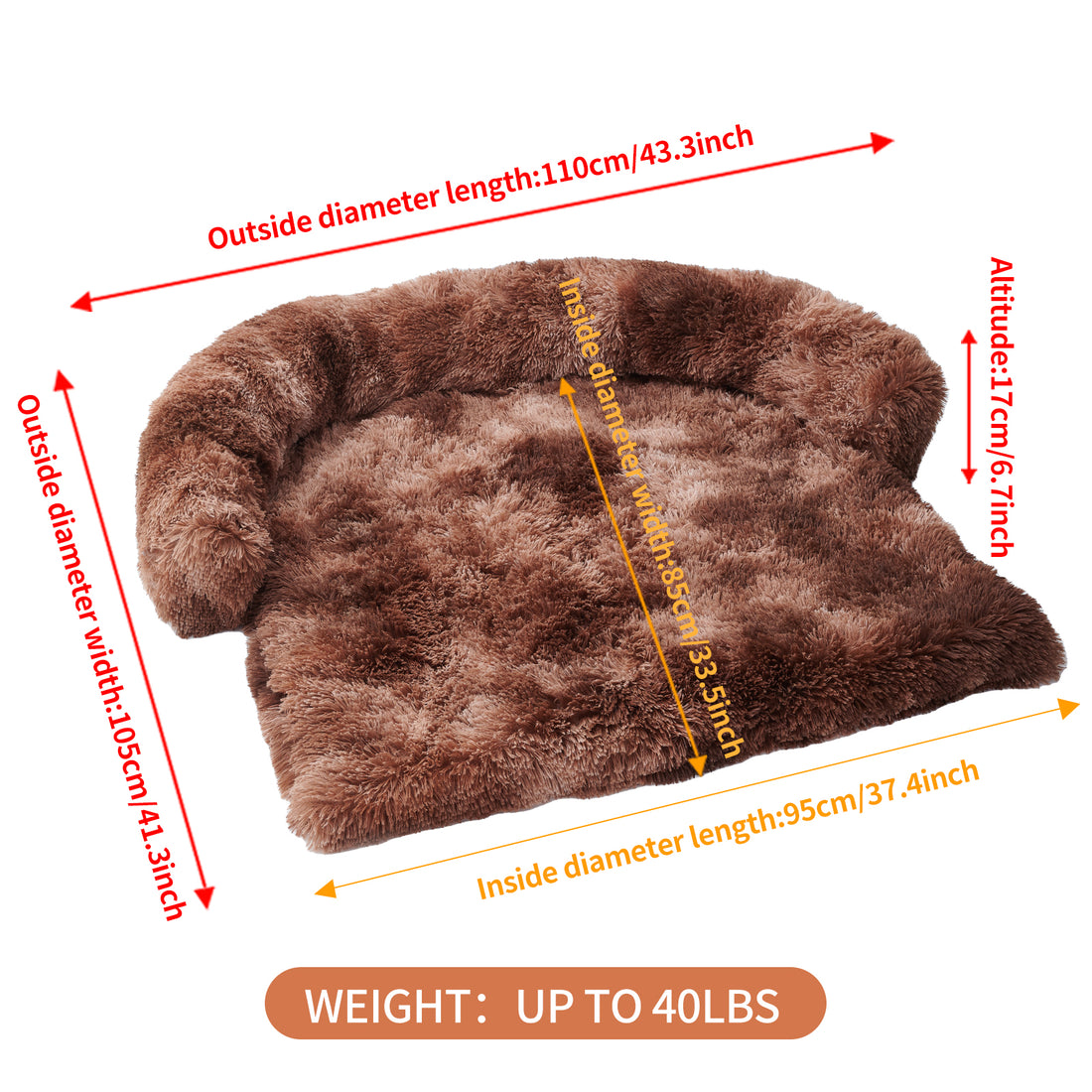 Calming Dog Bed Fluffy Plush Dog Mat For Furniture Protector With Zipper Removable Washable Cover For Large Medium Dogs And Cats