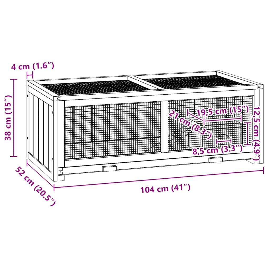 Hamster Cage 104x52x38 cm Solid Fir Wood
