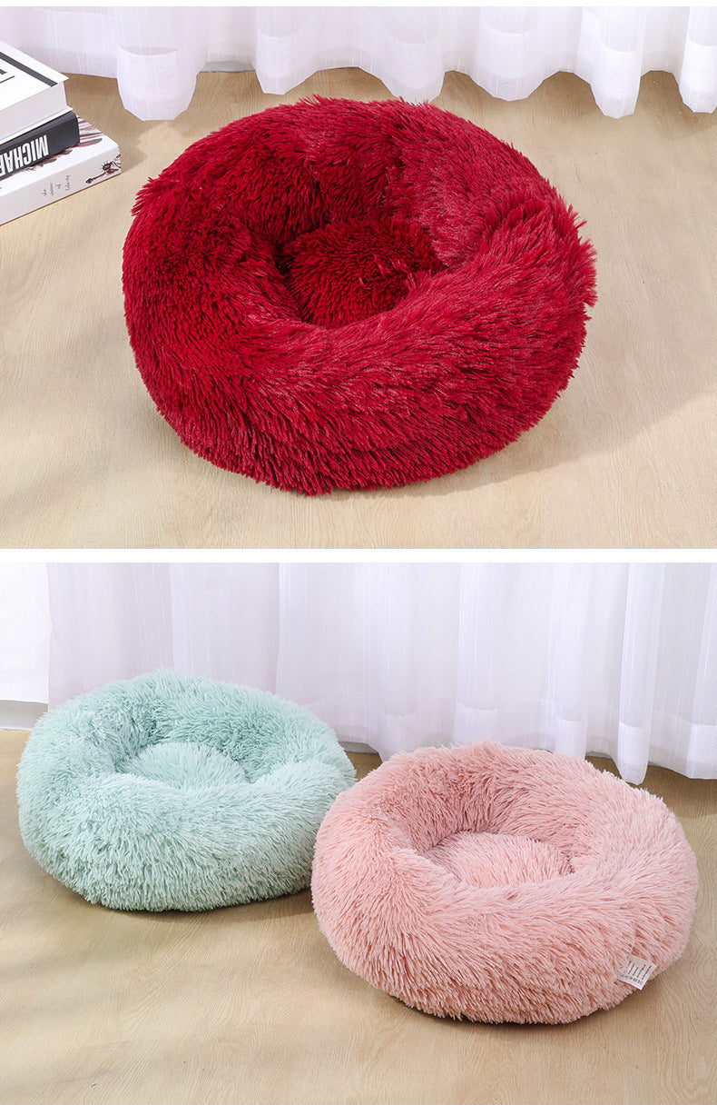 Large Warm Plush Round Pet Bed