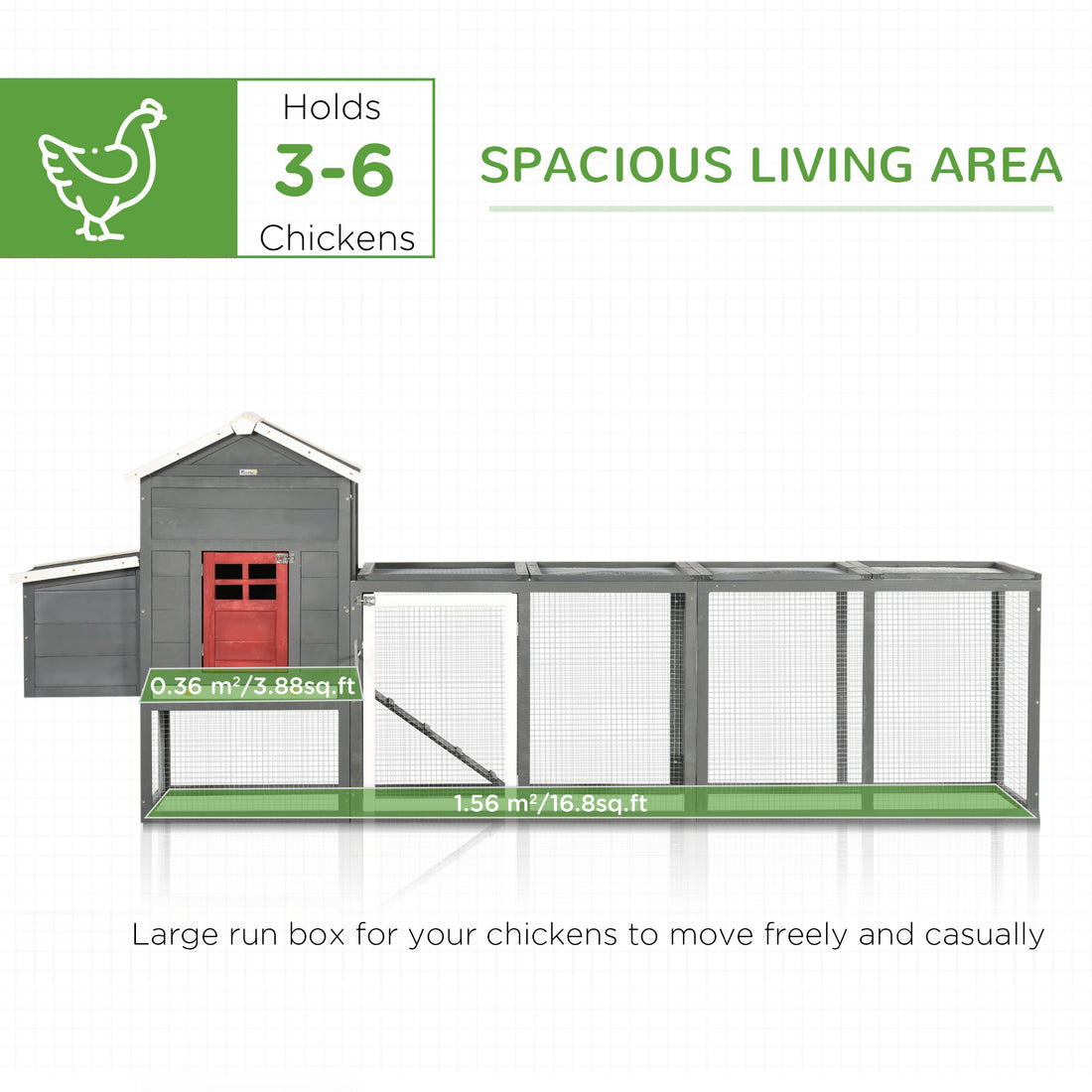 118" Extra Large Chicken Coop with Asphalt Roof