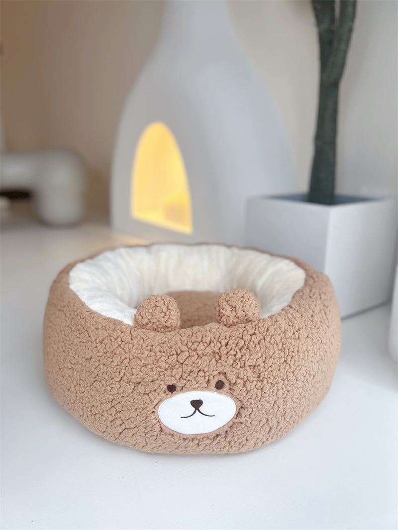 Universal Autumn And Winter Plush Pet Round Bed